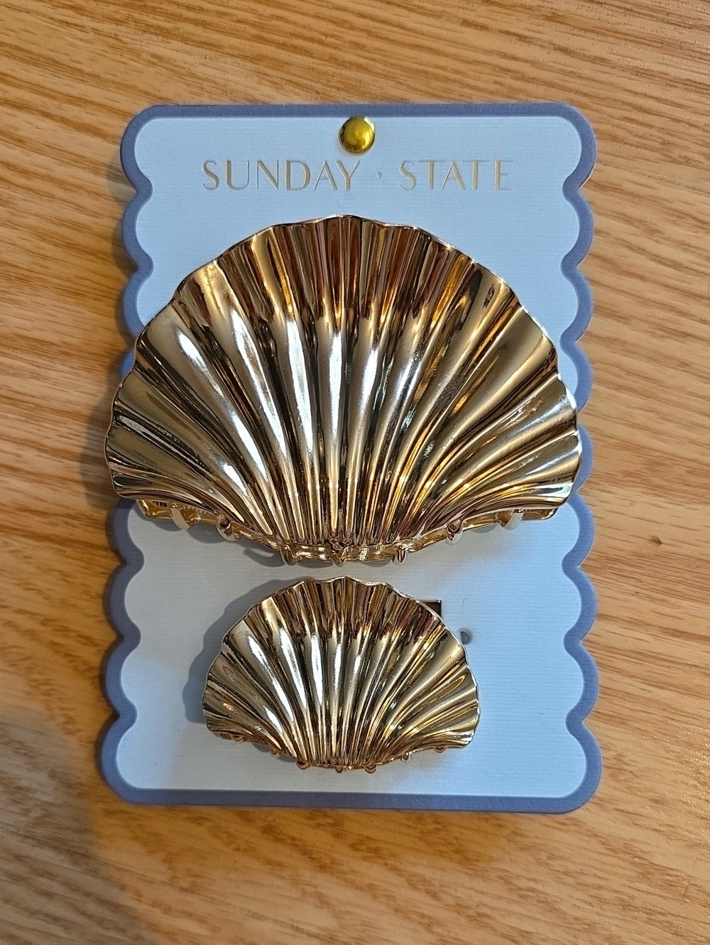 Sunday State Gold Shell Hair Clip Duo